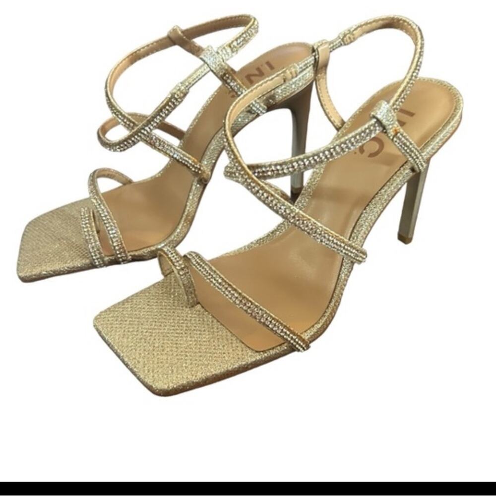 INC Arti Strappy Dress Heels Sparkly  Square Toe Sleek Stiletto Heel NEW SZ 8.5 - Picture 7 of 11